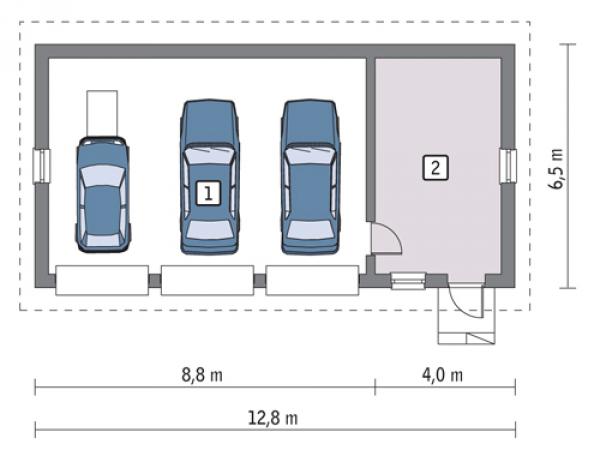 Проект гаража на 3 машины с мастерской